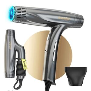 LASRZ Anti-Static Salon Foldable Hair Dryer – Fast Drying in 2 Minutes, Professional Travel Hair Blow Dryer, High Speed Low Noise, Constant Temperature Hair Care, 3 Heating/Speed Settings