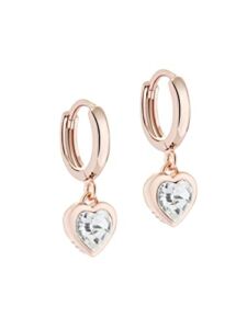 Ted Baker Women’s Hanniy Crystal Heart Huggie Hoop Earrings (Rose Gold-Tone Plated)