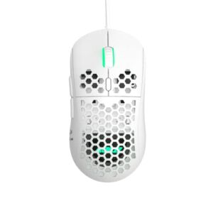 FIRSTBLOOD ONLY GAME. AJ380 69g Lightweight Gaming Mouse with Honeycomb Shell, RGB Backlit, 16000 DPI PixArt 3338 Sensor, Programmable 6 Buttons, White