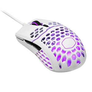 Cooler Master MM711 60G Glossy White Gaming Mouse with Lightweight Honeycomb Shell, Ultraweave Cable, 16000 DPI Optical Sensor and RGB Accents