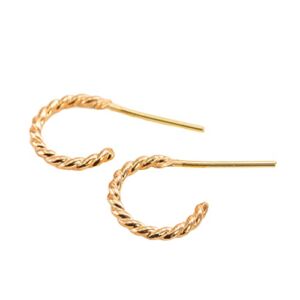 Twisted Rope Huggie Hoops in 14K Gold Fill; Everyday Braided Rope Huggie Earrings for Women, Handmade by Lotus Stone Jewelry (Gold, Huggie)