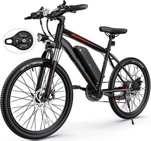 TotGuard Electric Bike, Electric Bike for Adults, 26″ Ebike 350W Adult Electric Bicycles, 19.8MPH Electric Mountain Bike, 36V 10.4Ah Battery, Suspension Fork, Shimano 21 Speed Gears