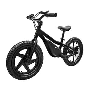 M MASSIMO MOTOR 24V 350w Electric Balance Bike, Dirt Bike for Kids E16 w/Adjustable Seat Height 16″ Large Wheel Aluminum Body Frame Up to 6 Hours Long Range Metal Rear Rim(Black)