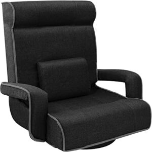 Best Choice Products Oversized Gaming Chair Large 360-Degree High Back Swivel Floor Chair, Big & Tall Multipurpose w/Lumbar Support Pillow, Armrests, Adjustable Foldable Backrest – Black