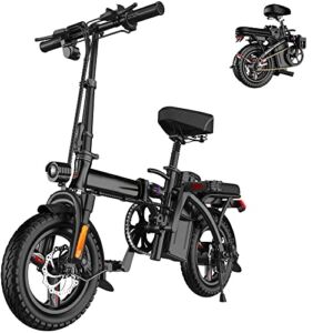 EBKAROCY Ebikes for Adults, 400W Motor 22MPH Max Speed, 14” Tire, 48V 15AH Removable Battery for Electric Bike, Multi-Shock Absorption, City Commuter, Foldable Adult Electric Bicycles for Women, Men