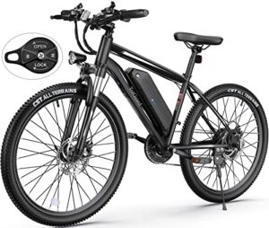Electric Bike, Electric Bike for Adults 27.5” E-Bikes with 500W Motor, 21.6MPH Mountain Bike with Lockable Suspension Fork, Removable Battery, Professional 21 Speed Gears Bicycle