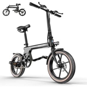 KAKUKA Electric Bike Foldable 16″ Tire Electric Bicycle with Hidden Battery, 40km Long Range, 40 Pounds Lightweight & Portable, Dual DISC Brake & Pedal Assist Electric Commuter Bike for Adults