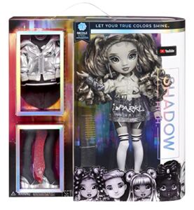 Rainbow High Shadow Series 1 Nicole Steel- Grayscale Fashion Doll. 2 Titanium Designer Outfits to Mix & Match with Accessories, Great Gift for Kids 6-12 Years Old and Collectors, Multicolor, 583585EUC