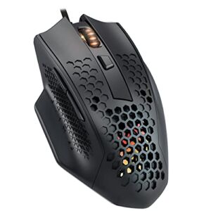 Redragon Gaming Mouse, 58g Ultra-Lightweight Mouse Gaming with 12400 DPI, Lightweight Honeycomb Wired PC Gaming Mice, 6 Programmable Buttons and Macro, Smooth Glide PTFE Feet, for PC, Laptop, Black