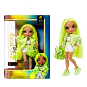 Rainbow High Jr High Series 2 Karma Nichols- 9″ NEON Green Posable Fashion Doll with Designer Accessories and Open/Close Backpack. Great Toy Gift for Kids Ages 6-12 Years Old & Collectors