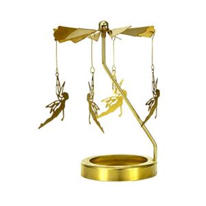 Candle Toppers Jar Candle Accessories – Rotating Candlestick Valentines Day Gift Spinning Tea Light Gold Candle Holder(Fairy)