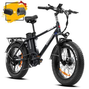750W Fat Tire Electric Bike Up to 65 Miles EBike with 4” Tires, 20” Wheels, Removable 48V 13Ah Lithium Ion Battery, Dual Disc Brakes– Electric Bike 7-Speed Shimano SIS Shifting Built for Trail Riding