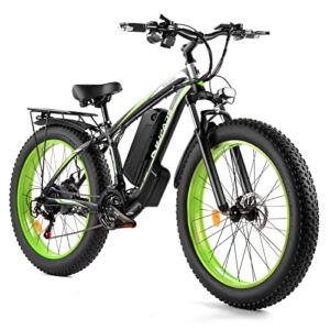 KBJPADS 26″ Adult Fat Tire Electric Bicycle, Mountain Bike Electric for Adults 48V 750W 21-Speed Ebike with Installation Tools