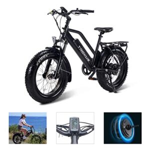 EILISON Troxus Most Advance Electric Bike for Adults 20″ All Terrain Fat Tire Step – Thru Bicycle 750W, 48V 15AH Removable Samsung Cell Battery, 60 Miles, Shimano 7-Speed, Triple Shock Absorber