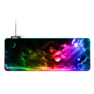 NPET MP02-05 Gaming Mouse Pad, Cloth Mouse Pad, Anti-Slip Base, RGB Backlit, Stitched Edges, Water-Resistant, Optimized for Gaming Sensors, XL