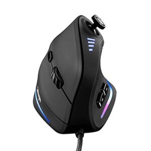 Gaming Mouse with 5 D Rocker, TRELC Ergonomic Mouse with 10000 DPI/11 Programmable Buttons, RGB Vertical Gaming Mice Wired for PC/Laptop/E-Sports/Gamer (Black)
