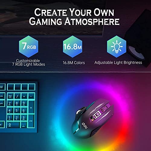 Wireless Gaming Mouse, UHURU Wired Wireless Type-C Rechargeable Computer Gaming Mouse with 7 Programmable Buttons, Ergonomic and 5 Adjustable DPI Levels up to 10000 DPI for PC Laptop Gamer （WM-07） | The Storepaperoomates Retail Market - Fast Affordable Shopping