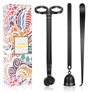 Saiveina 3 in 1 Candle Accessory Set, Candle Wick Trimmer, Wick Dipper, Candle Snuffer Extinguisher, Candle Care Kit with Gift Package for Candle Lover(Black)