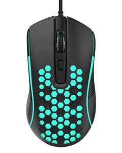 AULA Gaming Mouse Wired, Ultra-Lightweight Honeycomb Computer Mice with RGB Backlit, 3600 Adjustable DPI USB Computer Mouse for Windows PC & Laptop Gamers