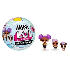 LOL Surprise Mini Winter Family with Doll, Lil Sis and Pet with 5+ Surprises- Mini Collectible Dolls, Holiday Toys, Stocking Stuffers, Great Gift for Kids Ages 4 5 6+ Years Old & Collectors