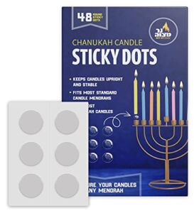 Ner Mitzvah Hanukkah Candles Sticky Dots – Chanukah Candles Dots – Candle Accessories – 48 Dots