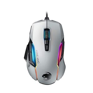 ROCCAT Kone AIMO Remastered PC Gaming Mouse, Optical, RGB Backlit Lighting, 23 Programmable Keys, Onboard Memory, Palm Grip, Owl Eye Sensor, Ergonomic, LED Illumination, Adjustable to 16,000 DPI-White