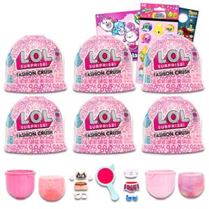 LOL Doll Party Favors Set – Bundle with 6 LOL Doll Fashion Crush Mystery Toys Plus Pikmi Pops Stickers, Shopkins Stickers, and More (LOL Doll Party Supplies)