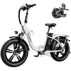 Heybike Ranger Electric Bike for Adults Foldable 20″ x 4.0 Fat Tire Step-Thru Electric Bicycle with 500W Motor, 48V 15AH Removable Battery, Shimano 7-Speed and Dual Shock Absorber