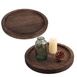 Rustic Natural Wood Candle Holder Tray, Set of 2 Home Decor Accessories for The Coffee Table and Dining Table, Brown, Large