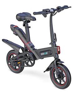 Gyroor Folding Electric Bike for Adults Teens, 450W eBike with 19mph Up to 28 Miles 14in Pneumatic Tires Dual Disc Brakes 3 Riding Modes Adult Electric Bicycles