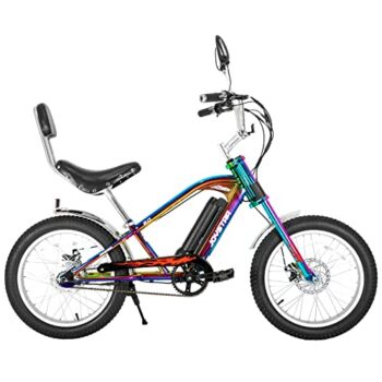 JOYSTAR 20 Inch Electric Bike for Adults and Beginner Rider Ages 10+ Years Old 250W Fat Tire Electric Bicycles Retro Chopper Ebikes Oil Slick | The Storepaperoomates Retail Market - Fast Affordable Shopping