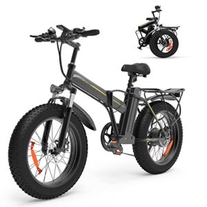 MASXODRK Electric Folding Fat Tire Bike for Adults, 500W Electric Snow Beach Mountain Bicycles Up to 25MPH,48V12.8AH Upgraded LG Battery Foldable Bicycle,Hydraulic Shock Absorber E Bike