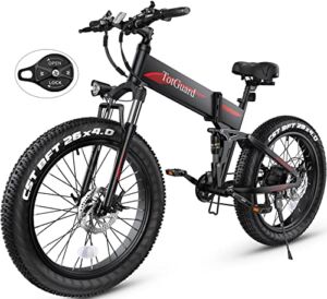 Electric Bike, 26” Fat Tire Electric Bike 500W 21.6MPH Removable 48V/10Ah Battery, Adult Mountain Snow Beach Electric Bicycle with Lockable Suspension Fork, Shimano 21 Speed Gears Folding Ebike