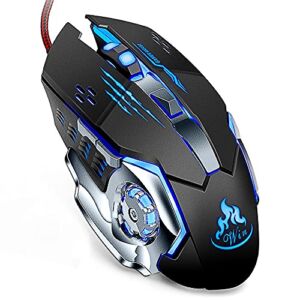 Wired Gaming Mouse for Gaming and Daily DPI Four Gears Adjusted to 3200 Ergonomic Mouse with Comfortable Handle Suitable for PC Laptop and Windows Multifunctional (Black)