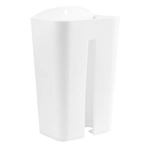 Natudeco Kitchen Hanging Plastic Waste Bin Wall Mounted Collapsible Garbage Can Trash Bag Holder Without Lid for Cabinet Door Bathroom Under Sink(White)