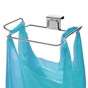 Trash Bag Holder for Cupboards Kitchen Cabinet Door, Stainless Steel Portable Garbage Bins