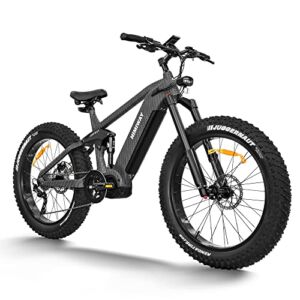 Himiway Cobra Pro Adult Electric Bicycles, 1000W Mountain Ebike 80MI Long Range 400lbs Payload with Four-Bar Linkage Suspension, 26″x4.8″ Fat Tire Electric Bike, Shimano 10 Speed System, 25MPH
