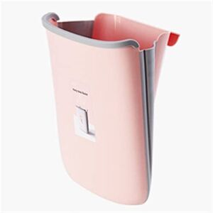 ZYLEDW Waste Bin,Foldable Trash Can Kitchen Cabinet Door Hanging Trash Can Bathroom Toilet Garbage Wall-Mounted Storage Waste Bin/Pink/s