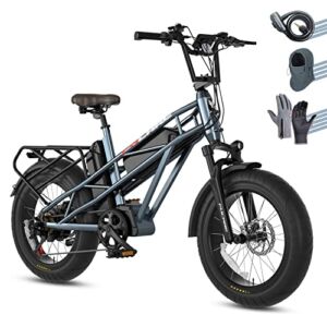Fucare Gemini/Gemini X 750W Electric Bike for Adults 31MPH Max Speed 48V Dual Lithium Battery 20Inch 4.0″ Fat Tire Commute E-Bike with 5.3″ LCD Display Bicycles