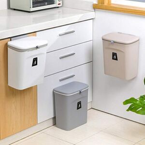 MMLLZEL 9L Wall Mounted Trash Can with Lid Waste Bin Kitchen Cabinet Door Hanging Trash Recycle Bin Garbage Car Trash Can Cleaning 2021 (Color : A)