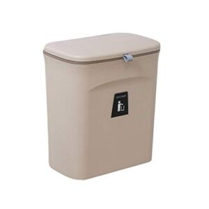 JHHDP 9L Wall Mounted Trash Can with Lid Waste Bin Kitchen Cabinet Door Hanging Trash Recycle Bin Garbage Car Trash Can Cleaning 2021 (Color : B)