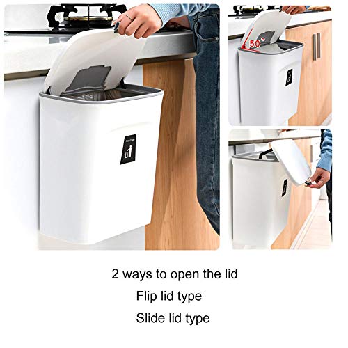 JHHDP 9L Wall Mounted Trash Can with Lid Waste Bin Kitchen Cabinet Door Hanging Trash Recycle Bin Garbage Car Trash Can Cleaning 2021 (Color : B) | The Storepaperoomates Retail Market - Fast Affordable Shopping