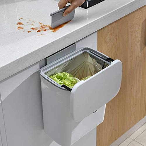 JHHDP 9L Wall Mounted Trash Can with Lid Waste Bin Kitchen Cabinet Door Hanging Trash Recycle Bin Garbage Car Trash Can Cleaning 2021 (Color : B) | The Storepaperoomates Retail Market - Fast Affordable Shopping