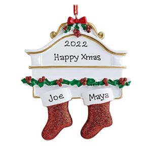 HYUIYYEAA Stair Christmas DIY Personalised Family Christmas Xmas Tree Stocking Ornament Mantel Family Groups 2021 Christmas Holiday Decorations Stained Glass Decorations for Home (A, One Size)