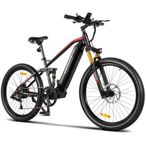 TESGO 27.5″ Electric Mountain Bike CLG Electric Bike for Adults 750W Peak- Upgrade Torque Sensor – Full Suspension- EBike with 48V 16Ah Battery- 9-Speed Gear, Adult Electric Bicycles, UL Certified