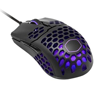 Cooler Master MM711 RGB-LED Lightweight 60g Wired Gaming Mouse – 16000 DPI Optical Sensor, 20 Million Click Omron Switches, Smooth Glide PTFE Feet, and Ambidextrous Honeycomb Shell – Matte Black
