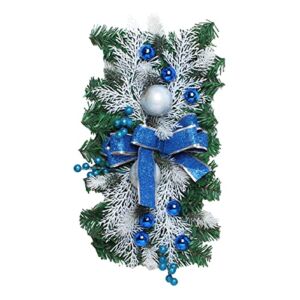 Boxwood Valley Heart Wreath Decorate Christmas Wall Hanging Mall Christmas Ball Hanging Christmas Ornaments Wreath Door Hanging Show Window Christmas Tree Accessories Ribbons (Blue, One Size)