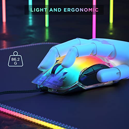 RGB Wired Mouse Gaming,Backlit PC Optical Computer Mouse, 7 Adjustable DPI Up to 12400, Lightweight Mouse, 7 Buttons, Ergonomic Gamer Mice for Windows/Laptop/PC/Mac OS, Translucent LED Backlight Black | The Storepaperoomates Retail Market - Fast Affordable Shopping