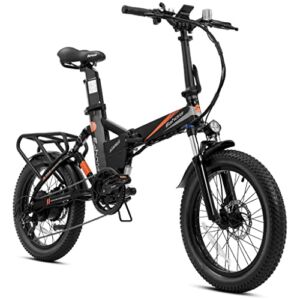 eAhora Azarias 32MPH 750W Adult Electric Bicycles 48V 18AH Electric Bike Dual Suspension Fat Tire Folding Electric Bike, Mechanical Brakes, Shimano 7-Speed Gear, Cruise Control