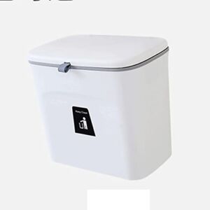 n/a Wall Mounted Trash Can with Lid Waste Bin Kitchen Cabinet Door Hanging Trash Bin Garbage (Color : White, Size : 25 * 13 * 23.7cm)